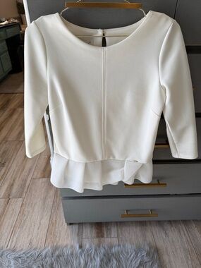 Elegant White Peplum Ruffle Tunic Top